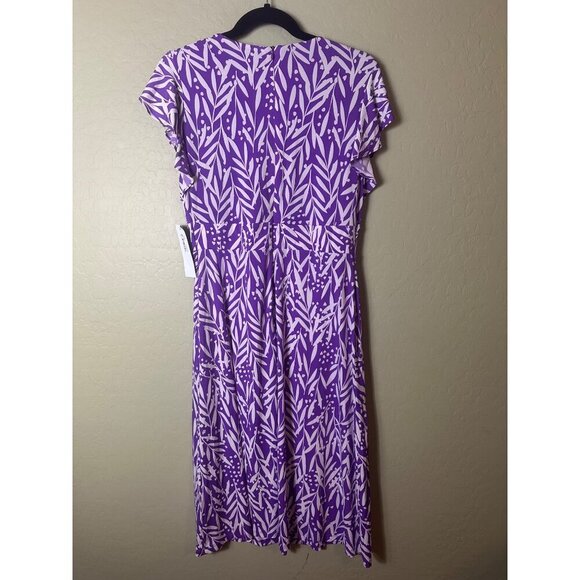 NWT London Times Women's Dress V-Neck Ruffle Sleeve Purple SZ 8 - Picture 3 of 6